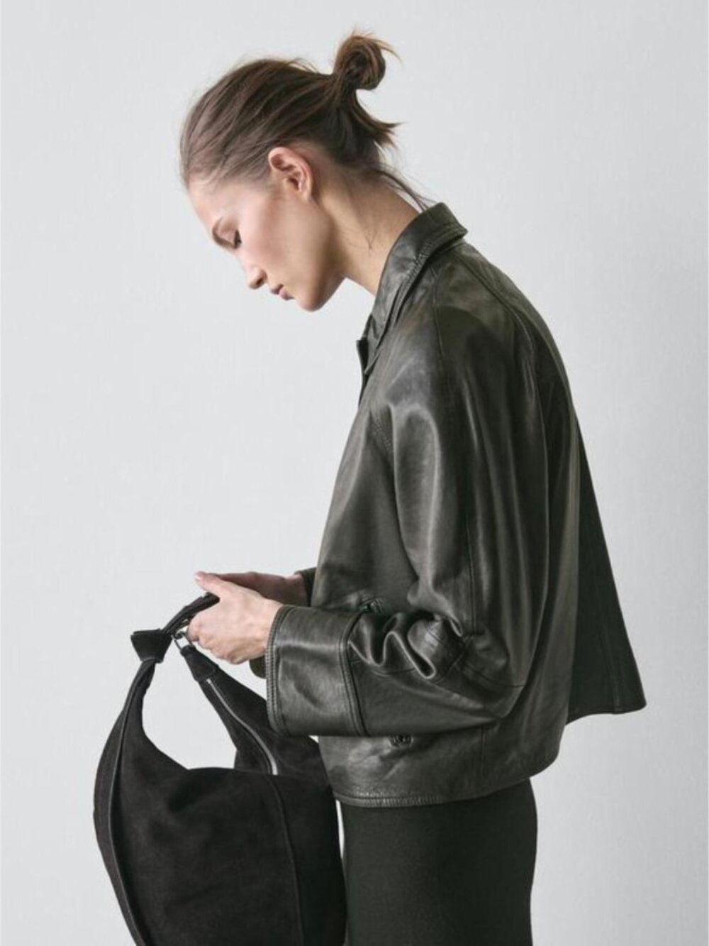 MASSIMO DUTTI NAPPA LEATHER JACKET WITH BELT